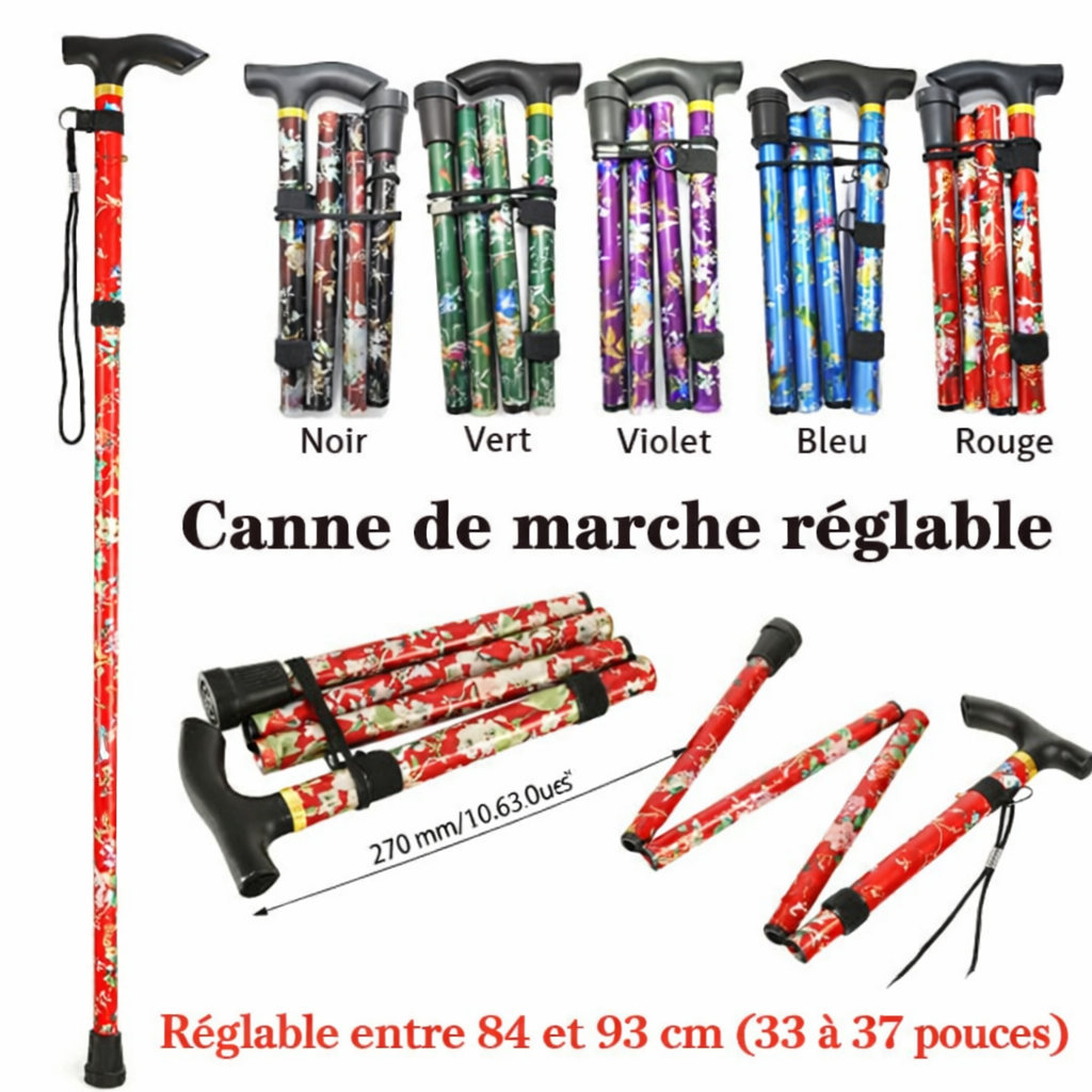 Adjustable for Adults Elder Aluminum Alloy Made Hiking Poles Telescopic Walking Cane Non-slip Crutches Folding Trekking Stick Senioralive