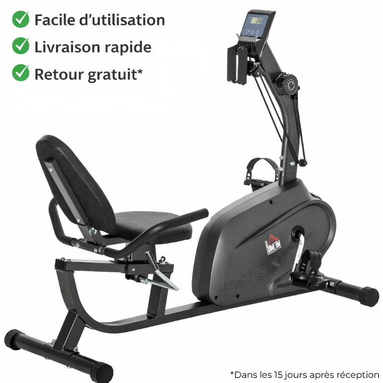 Vélo d’appartement pour senior | Dossier et siège réglables, poignée de sécurité Senioralive