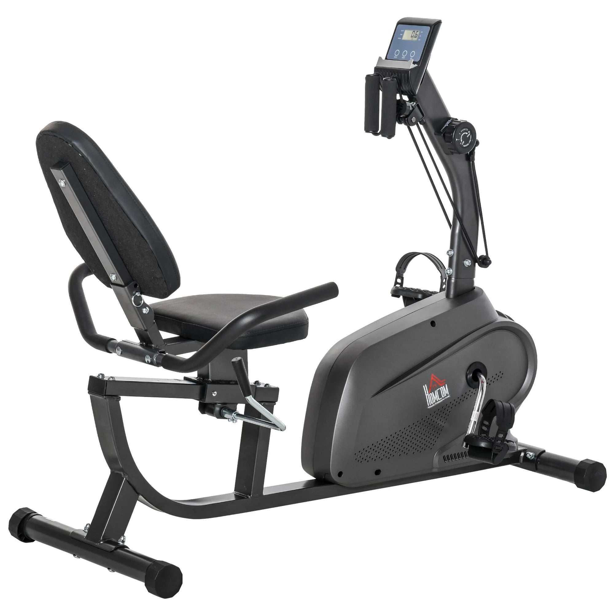 Homcom Exercise Bike with 8 Levels of Resistance Backrest with Adjustable Seat Flywheel, Lcd Screen and Support Senioralive