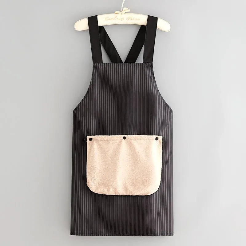 Waterproof Kitchen Apron Sleeveless Cross Back Restaurant Uniform with Removable Hand Towel Anti-fouling Cooking Baking Bibs Senioralive