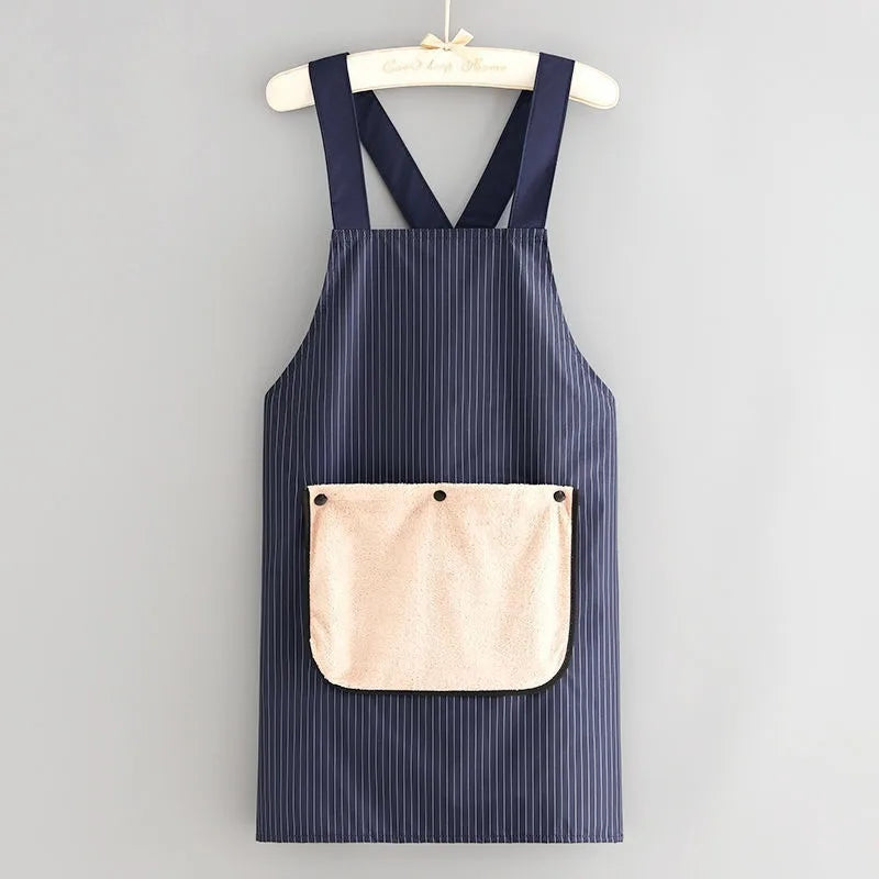Waterproof Kitchen Apron Sleeveless Cross Back Restaurant Uniform with Removable Hand Towel Anti-fouling Cooking Baking Bibs Senioralive