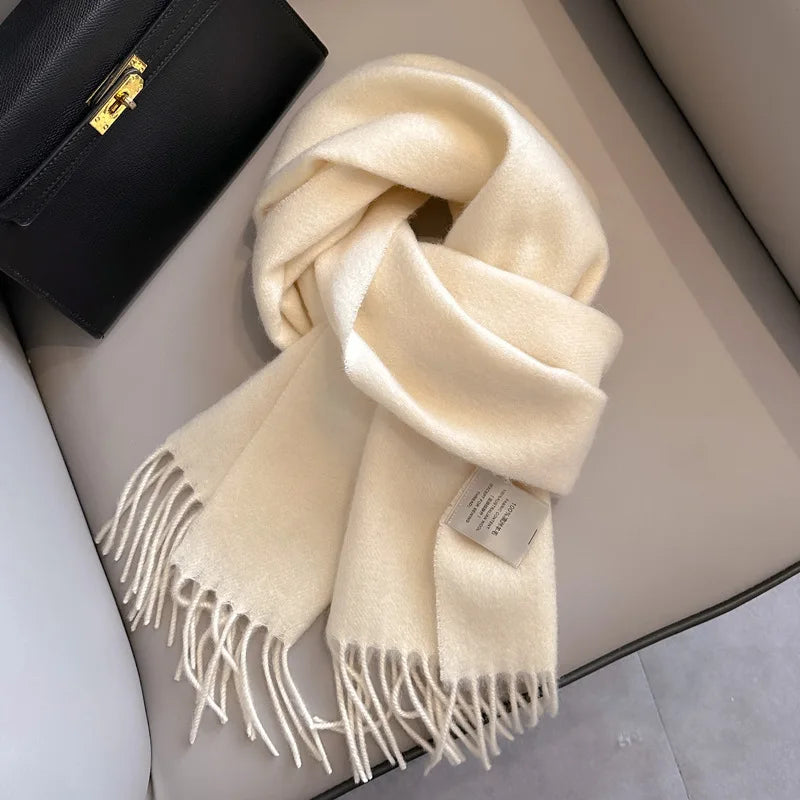 Winter Narrow Scarf 28 Color 100% Wool Scarf Hot Selling Solid Color Scarf Men's and Women's Universal Warm and Cold proof Scarf Senioralive