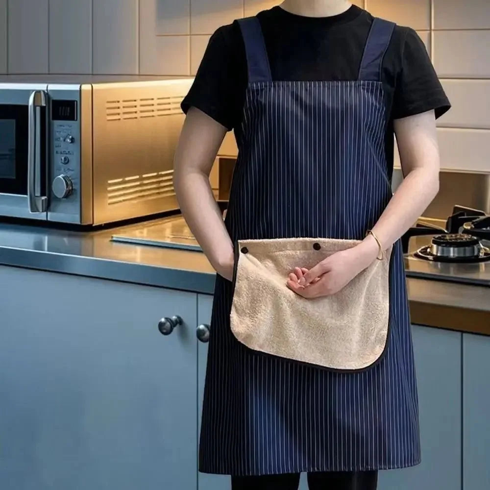 Waterproof Kitchen Apron Sleeveless Cross Back Restaurant Uniform with Removable Hand Towel Anti-fouling Cooking Baking Bibs Senioralive