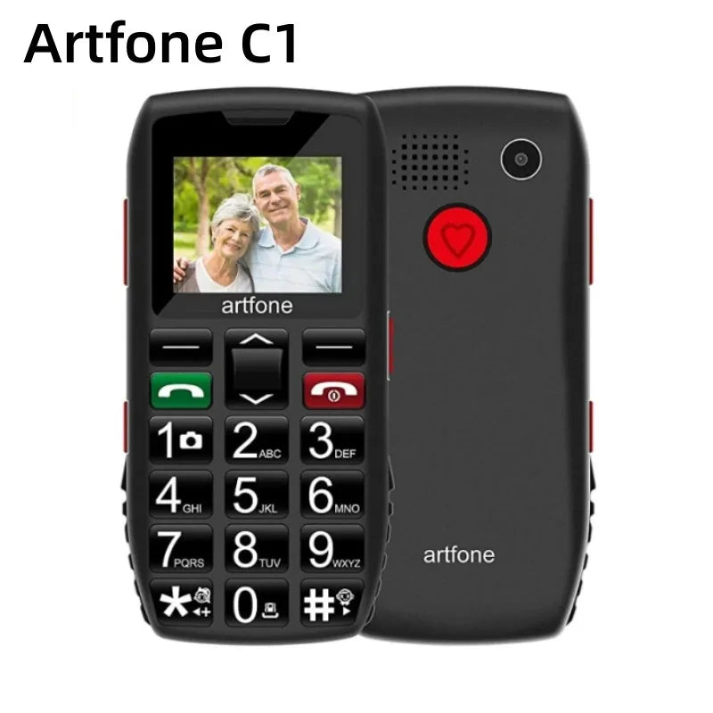 Bar Senior Mobile Phone Artfone C1+ With Free Charging Dock C1 Big Rubber Keypad  For Elderly Dual Sim One Key SOS FM 1400mAh Senioralive