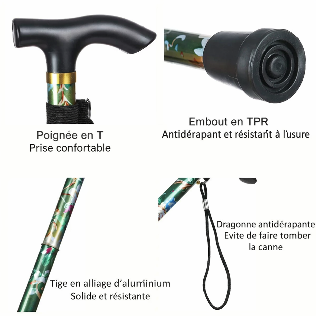 Adjustable for Adults Elder Aluminum Alloy Made Hiking Poles Telescopic Walking Cane Non-slip Crutches Folding Trekking Stick Senioralive